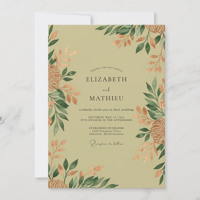 Sage Green Untamed Nature Wedding Invitation (Front)