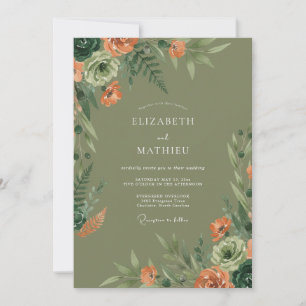 Sage Green Verdant Autumnal Wedding Invitation