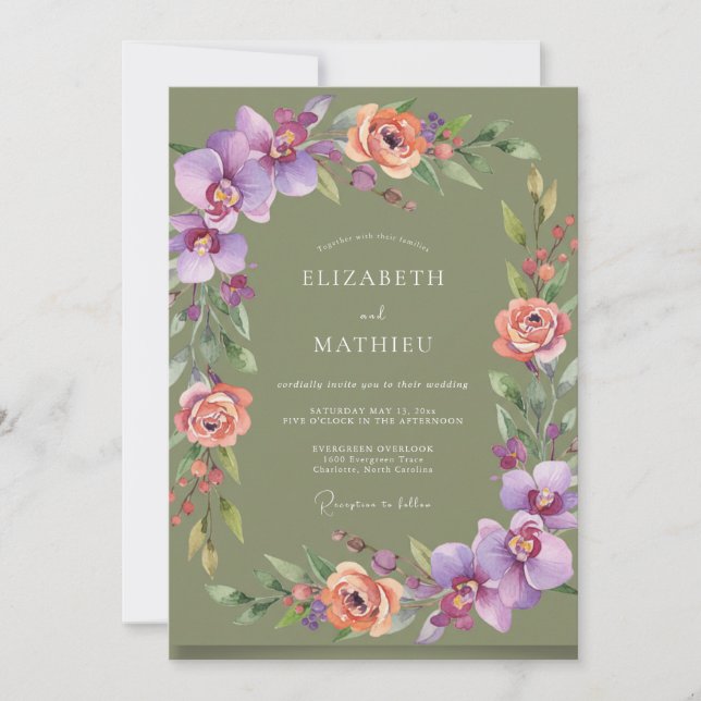 Sage Green Vibrant Spring Wedding Invitation (Front)
