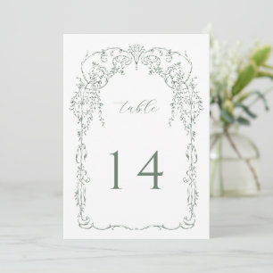 Sage Green Victorian Frame Table Number