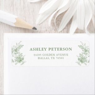 Sage Green Victorian Toile Wedding Return Address