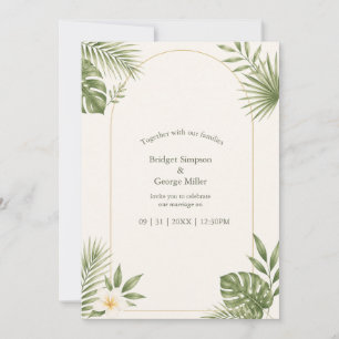 Sage Green Vintage Arch Hawaii Floral Wedding Invitation