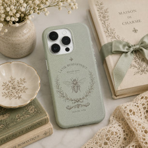 Sage Green Vintage Bee French Country Rustic iPhone 15 Pro Case