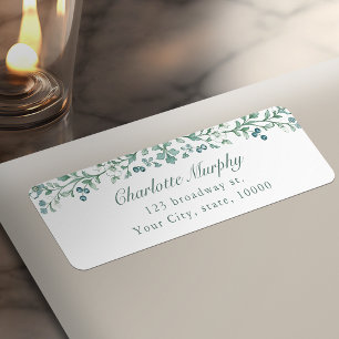 Sage Green Vintage Botanical Floral return address