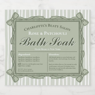 Sage Green Vintage Bow Frame Beauty Product Label