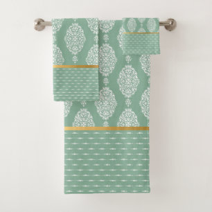 SAGE GREEN VINTAGE EUCALYPTUS BATHROOM TOWEL SET