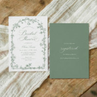 Sage Green Vintage Floral Frame Bridal Shower