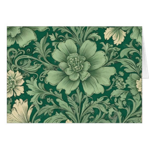 Sage Green Vintage Floral Pattern Blank