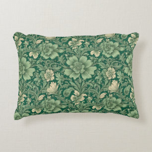 Sage Green Vintage Floral Pattern Decorative Cushion
