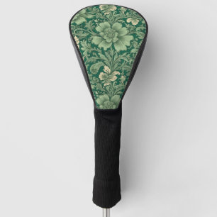 Sage Green Vintage Floral Pattern Golf Head Cover