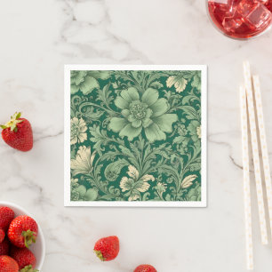 Sage Green Vintage Floral Pattern  Napkin
