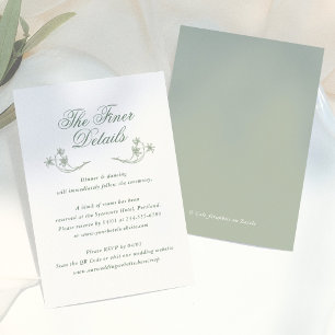 Sage Green Vintage Floral Wedding Details Enclosure Card