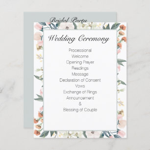Sage Green Vintage Floral Wedding Program