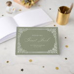 Sage Green Vintage Frame Elegant Script Wedding Guest Book<br><div class="desc">Elegant vintage ornamental frame border design with stylish script in sage green colour,  simple and classic,  great wedding guest book for modern classic wedding,  romantic vintage wedding,  and formal traditional wedding. 
See all the matching pieces in collection.</div>