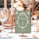 Sage Green Vintage Garden Old Money Wedding Table Number<br><div class="desc">Sage Green Monogram Wedding Table Numbers, Old Money Crest Table Number Cards, Elegant Botanical Wedding Reception Table Numbers, Classic Estate Wedding Decor Elevate your reception tables with these elegant sage green monogram wedding table numbers, designed for couples who love timeless, heritage-inspired wedding décor. Featuring a refined ornate crest frame with...</div>