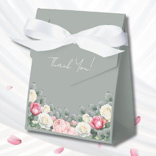 Sage Green Vintage Garden Roses Bridal Shower Favour Box