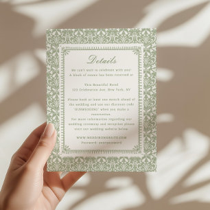 Sage Green Vintage Garden Wedding Details Enclosure Card