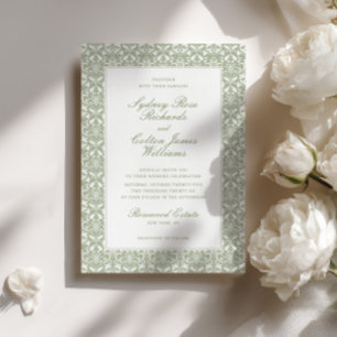 Sage Green Vintage Garden Wedding Invitation