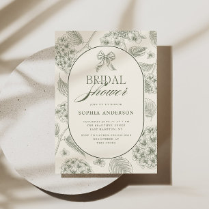 Sage Green Vintage Hydrangea Bridal Shower Invitation