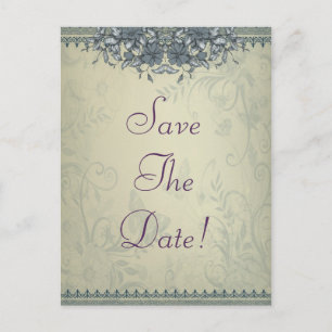 Sage Green Vintage Lace Wedding Save The Date Announcement Postcard