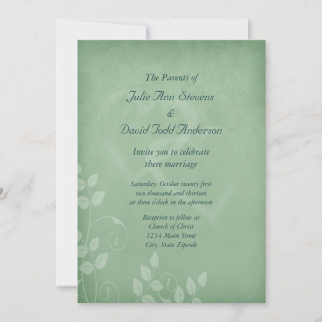 Sage Green Vintage Wedding Invitation (Front)
