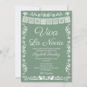 Sage Green Viva La Novia Bridal Shower Invitation