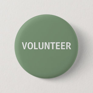 Sage Green Volunteer  6 Cm Round Badge