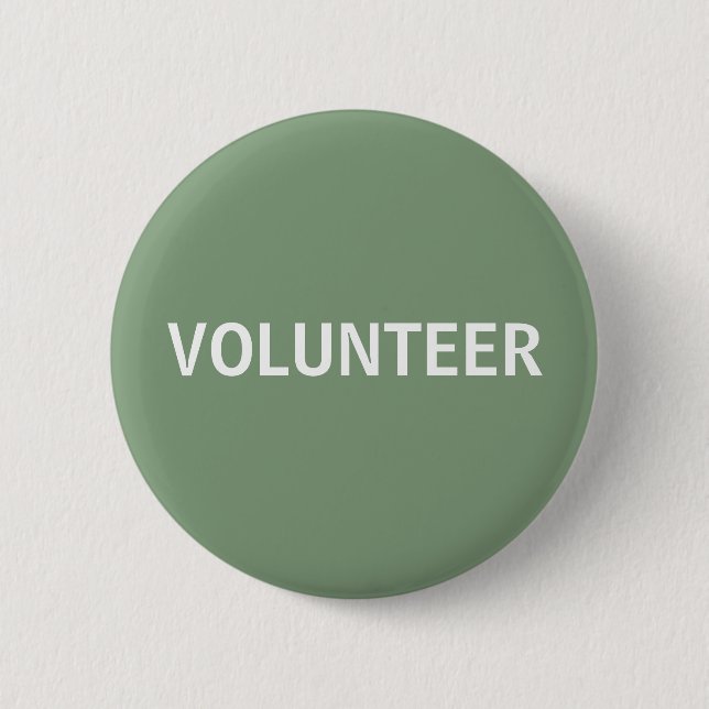 Sage Green Volunteer  6 Cm Round Badge (Front)