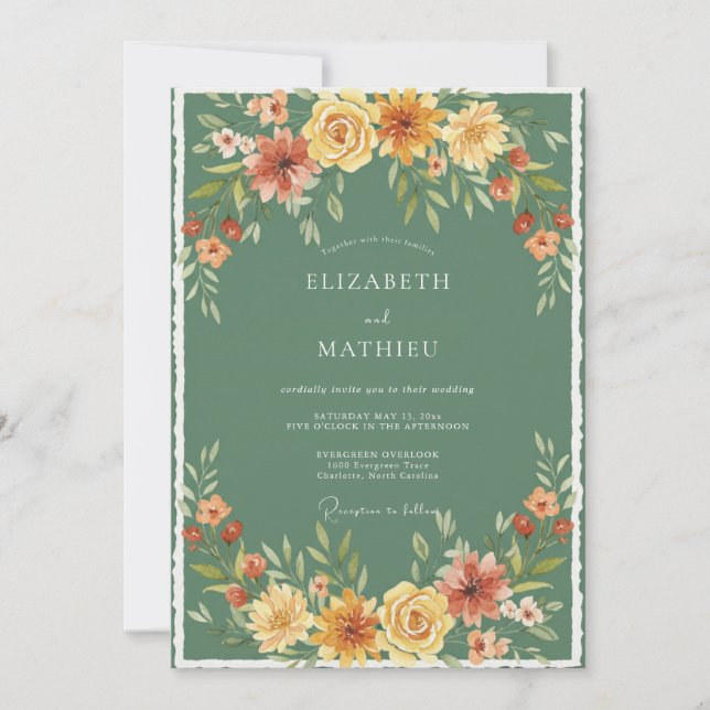 Sage Green Warm Harvest Wedding Invitation (Front)