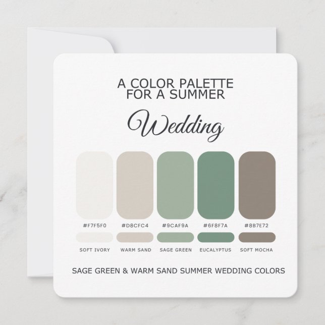 Sage Green & Warm Sand Summer Wedding Palette Card (Front)
