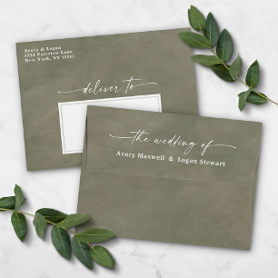 Sage Green Watercolor A7 5x7 Wedding Invitation Envelope