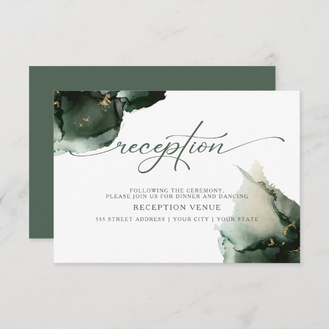 Sage Green Watercolor  Abstract Invitation (Front/Back)