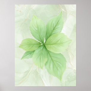 Sage Green Watercolor Botanical Minimalist Boho Poster