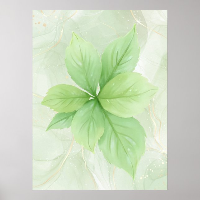 Sage Green Watercolor Botanical Minimalist Boho Poster (Front)