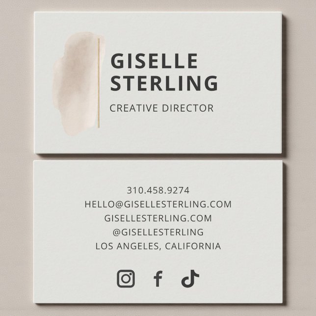 Sage Green Watercolor Brushstroke Minimalist  Business Card (Creator Uploaded)
