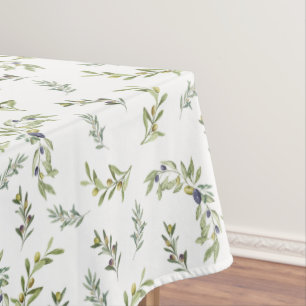 Sage Green Watercolor Chic Olive Pattern Tablecloth