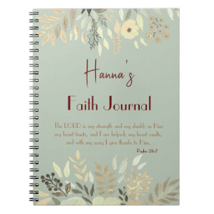 Sage Green Watercolor Floral Faith Gratitude Notebook