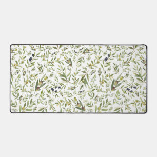 Sage Green Watercolor French Country Chic Olives Desk Mat