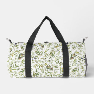 Sage Green Watercolor French Country Chic Olives Duffle Bag