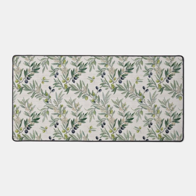 Sage Green Watercolor French Country Olive Desk Mat (Front)
