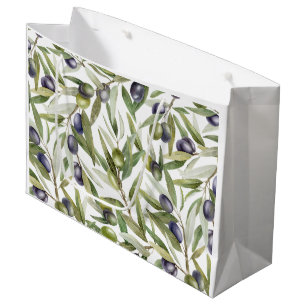 Sage Green Watercolor French Country Olive Large Gift Bag