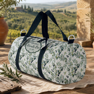 Sage Green Watercolor French Country Olive Name Duffle Bag