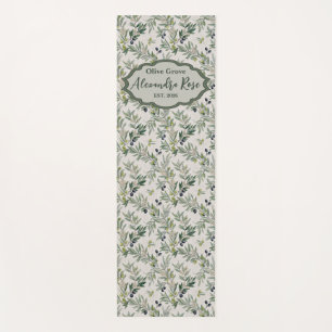 Sage Green Watercolor French Country Olive Name Yoga Mat