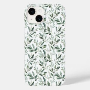 Sage Green Watercolor French Country Olive Pattern Case-Mate iPhone 14 Case