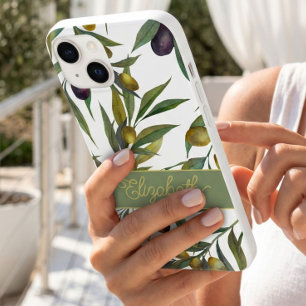 Sage Green Watercolor French Country Olive Pattern Case-Mate iPhone 14 Case