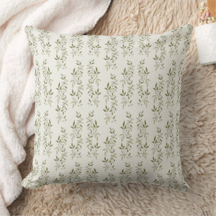 Sage Green Watercolor French Country Olive Pattern Cushion