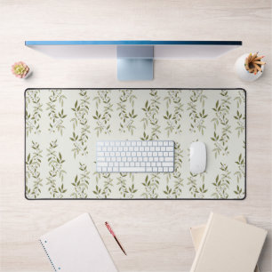 Sage Green Watercolor French Country Olive Pattern Desk Mat