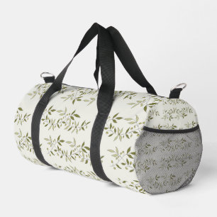 Sage Green Watercolor French Country Olive Pattern Duffle Bag