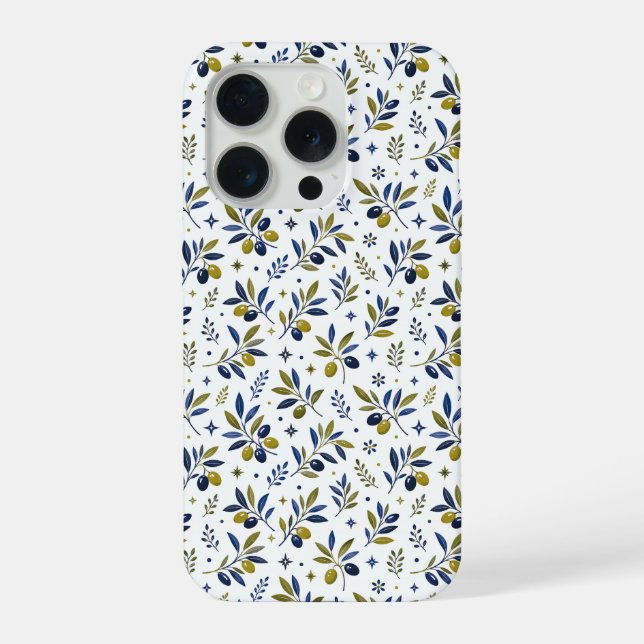 Sage Green Watercolor French Country Olive Pattern iPhone Case (Back)