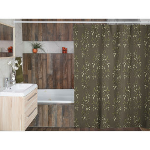 Sage Green Watercolor French Country Olive Pattern Shower Curtain